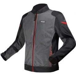Promo ⌛ Blouson Moto Eté Ls2 Airy CE Perforé Noir Titane Rouge 🎉