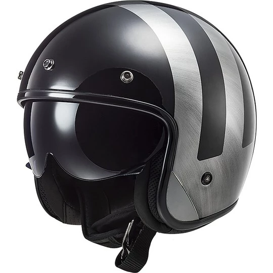 Vente flash 🛒 Casque De Moto En Fibre Fibre Custom Ls2 OF601 BOB Lines Black 👖 Jeans 🤩