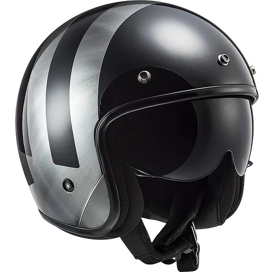 Vente flash 🛒 Casque De Moto En Fibre Fibre Custom Ls2 OF601 BOB Lines Black 👖 Jeans 🤩 – Image 14