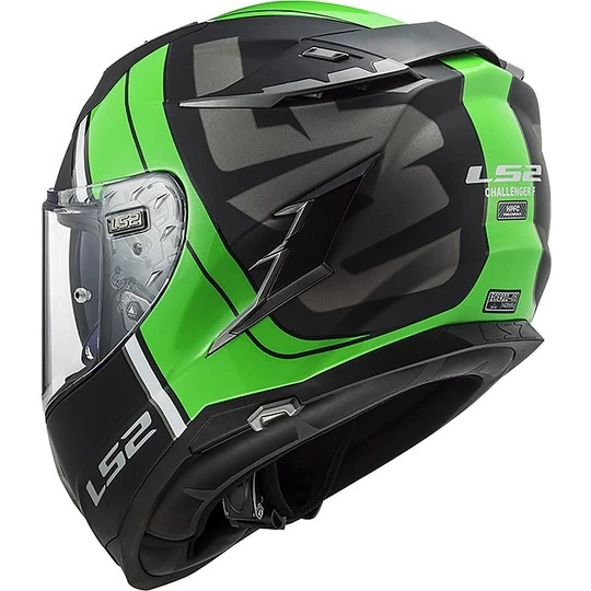 Coupon 👍 Casque De Moto En Fibre HPFC LS2 FF327 CHALLENGER Randy Black Glossy Green 🎉 – Image 8