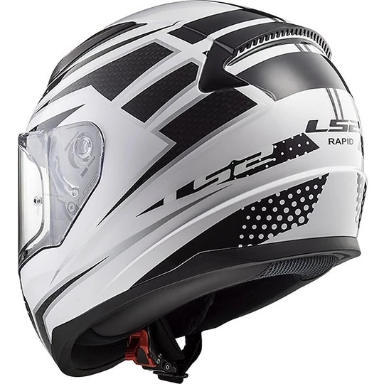 Meilleure vente 😉 Casque De Moto Intégral Ls2 FF353 Rapid Carborace Blanc Noir 🔔 – Image 3