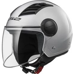 Remise 🔥 Casque De Moto Jet Ls2 OF562 Airflow Long Avec Longue Visière Argentée 💯