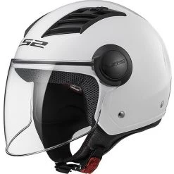 Remise 🧨 Casque De Moto Jet Ls2 OF562 Airflow Long Avec Longue Visière Blanche 🎉