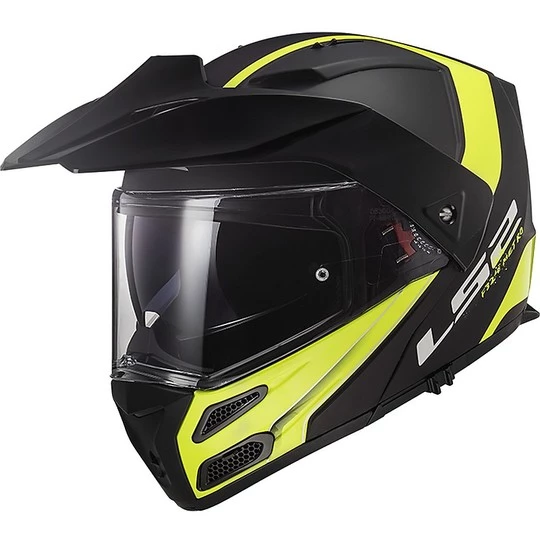 Coupon 🎁 Casque De Moto Modulaire Approuvé P / J Ls2 FF324 METRO EVO Rapid Noir Jaune Fluo Mat ✨