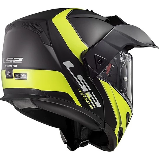 Coupon 🎁 Casque De Moto Modulaire Approuvé P / J Ls2 FF324 METRO EVO Rapid Noir Jaune Fluo Mat ✨ – Image 4