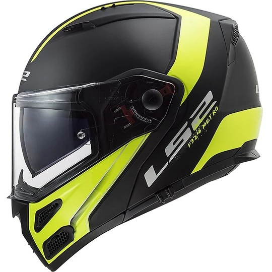 Coupon 🎁 Casque De Moto Modulaire Approuvé P / J Ls2 FF324 METRO EVO Rapid Noir Jaune Fluo Mat ✨ – Image 5
