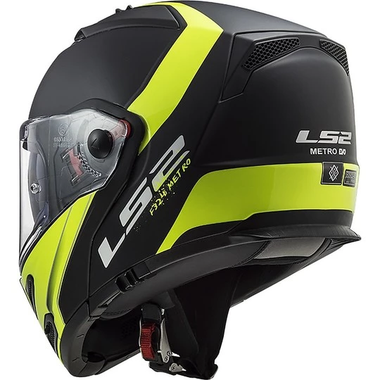 Coupon 🎁 Casque De Moto Modulaire Approuvé P / J Ls2 FF324 METRO EVO Rapid Noir Jaune Fluo Mat ✨ – Image 6