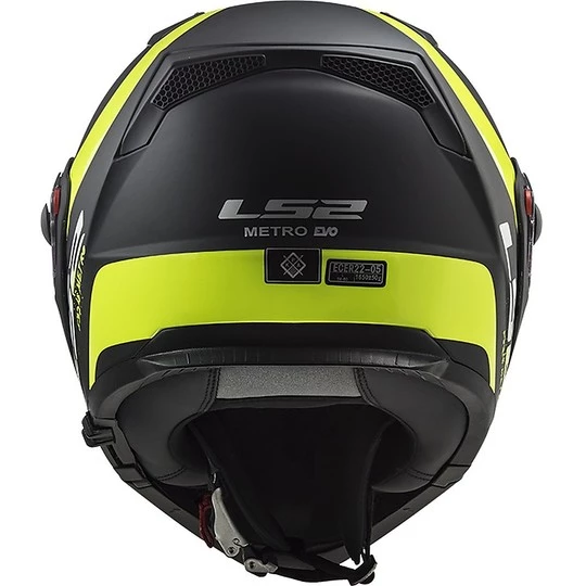 Coupon 🎁 Casque De Moto Modulaire Approuvé P / J Ls2 FF324 METRO EVO Rapid Noir Jaune Fluo Mat ✨ – Image 7