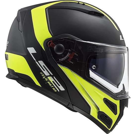 Coupon 🎁 Casque De Moto Modulaire Approuvé P / J Ls2 FF324 METRO EVO Rapid Noir Jaune Fluo Mat ✨ – Image 8