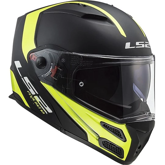 Coupon 🎁 Casque De Moto Modulaire Approuvé P / J Ls2 FF324 METRO EVO Rapid Noir Jaune Fluo Mat ✨ – Image 9