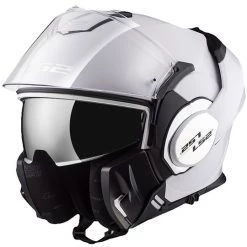 Nouveau 🎁 Casque De Moto Modulaire Avec LS2 FF399 VALIANT Garde-menton Pliant Solide Blanc Brillant 😍