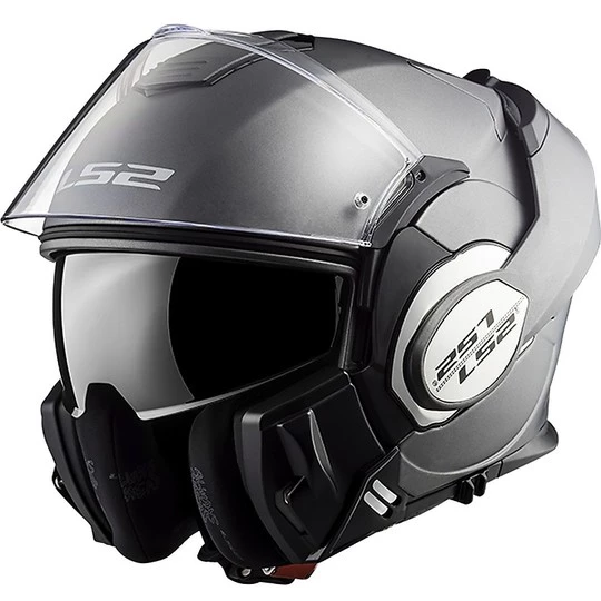 Vente flash ✔️ Casque De Moto Modulaire Avec LS2 FF399 VALIANT Protège-menton Pliant Titane Mat Solide ⭐