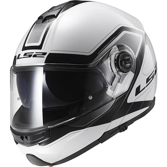 Coupon 💯 Casque De Moto Modulaire LS2 Double Visor FF325 Strobe CIvik Blanc / Noir ✨