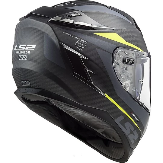 Grosses soldes 😀 Casque De Moto Tout Carbone Touring Ls2 FF327 CHALLENGER C Drone Caron Matt Fluo Yellow 🛒 – Image 2