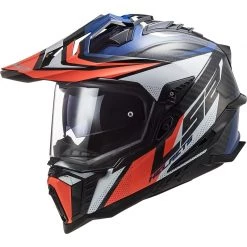 Meilleure vente ✨ Casque De Tourisme De Moto Hors Route En Carbone Ls2 MX701 Explorer C FOCUS Bleu Blanc Rouge 👍
