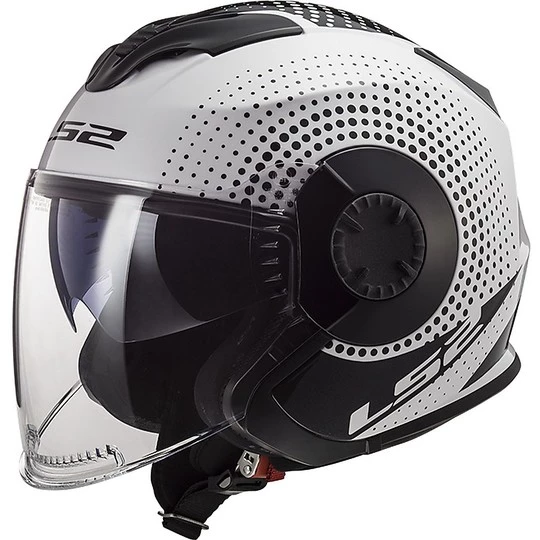 Nouveau 🎉 Casque Jet Double Visor Ls2 OF570 VERSO Spin White Black ⭐