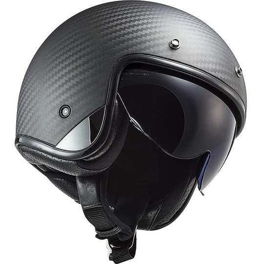 Bon marché ✔️ Casque Jet En Carbone Moto Custom Ls2 OF601 BOB C Solid Matt Carbon ✔️ – Image 2