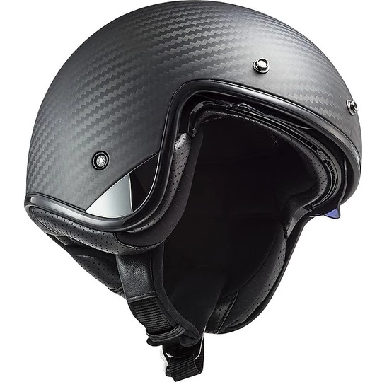 Bon marché ✔️ Casque Jet En Carbone Moto Custom Ls2 OF601 BOB C Solid Matt Carbon ✔️ – Image 3