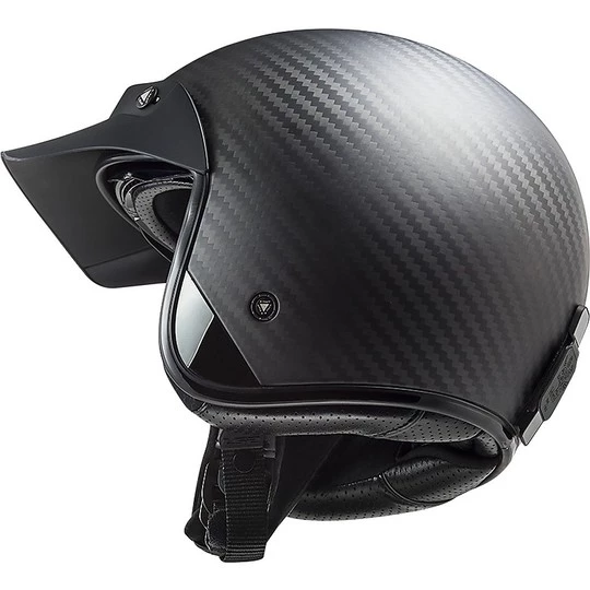 Bon marché ✔️ Casque Jet En Carbone Moto Custom Ls2 OF601 BOB C Solid Matt Carbon ✔️ – Image 9