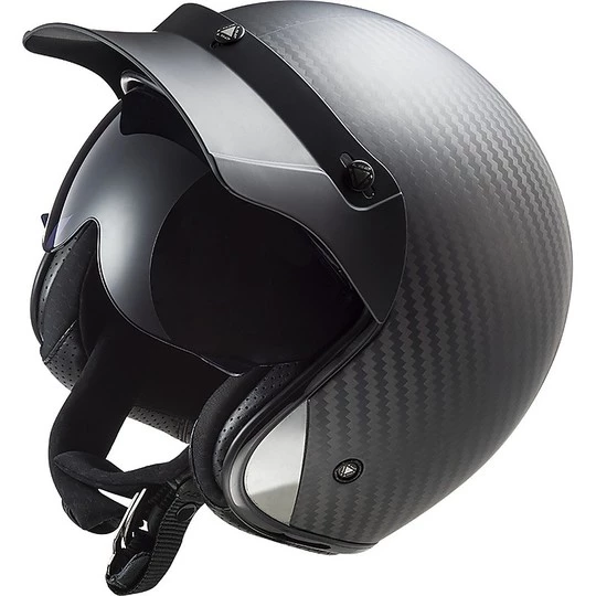 Bon marché ✔️ Casque Jet En Carbone Moto Custom Ls2 OF601 BOB C Solid Matt Carbon ✔️ – Image 10