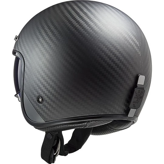 Bon marché ✔️ Casque Jet En Carbone Moto Custom Ls2 OF601 BOB C Solid Matt Carbon ✔️ – Image 12