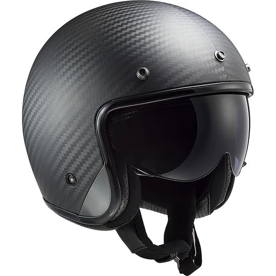 Bon marché ✔️ Casque Jet En Carbone Moto Custom Ls2 OF601 BOB C Solid Matt Carbon ✔️ – Image 15