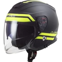 Promo 🎁 Casque Jet En Ls2 Moto Fibre OF521 INFINITY Hyper Matt Titanium Yellow Fluo 🔔