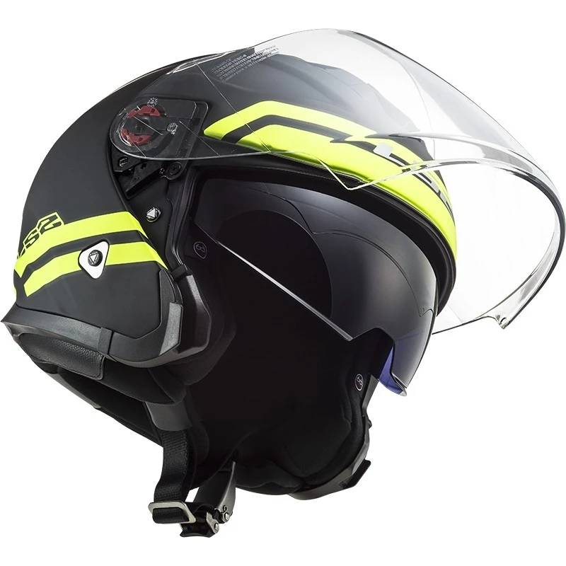Promo 🎁 Casque Jet En Ls2 Moto Fibre OF521 INFINITY Hyper Matt Titanium Yellow Fluo 🔔 – Image 3