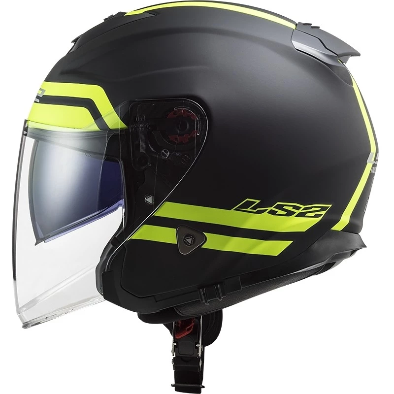 Promo 🎁 Casque Jet En Ls2 Moto Fibre OF521 INFINITY Hyper Matt Titanium Yellow Fluo 🔔 – Image 4