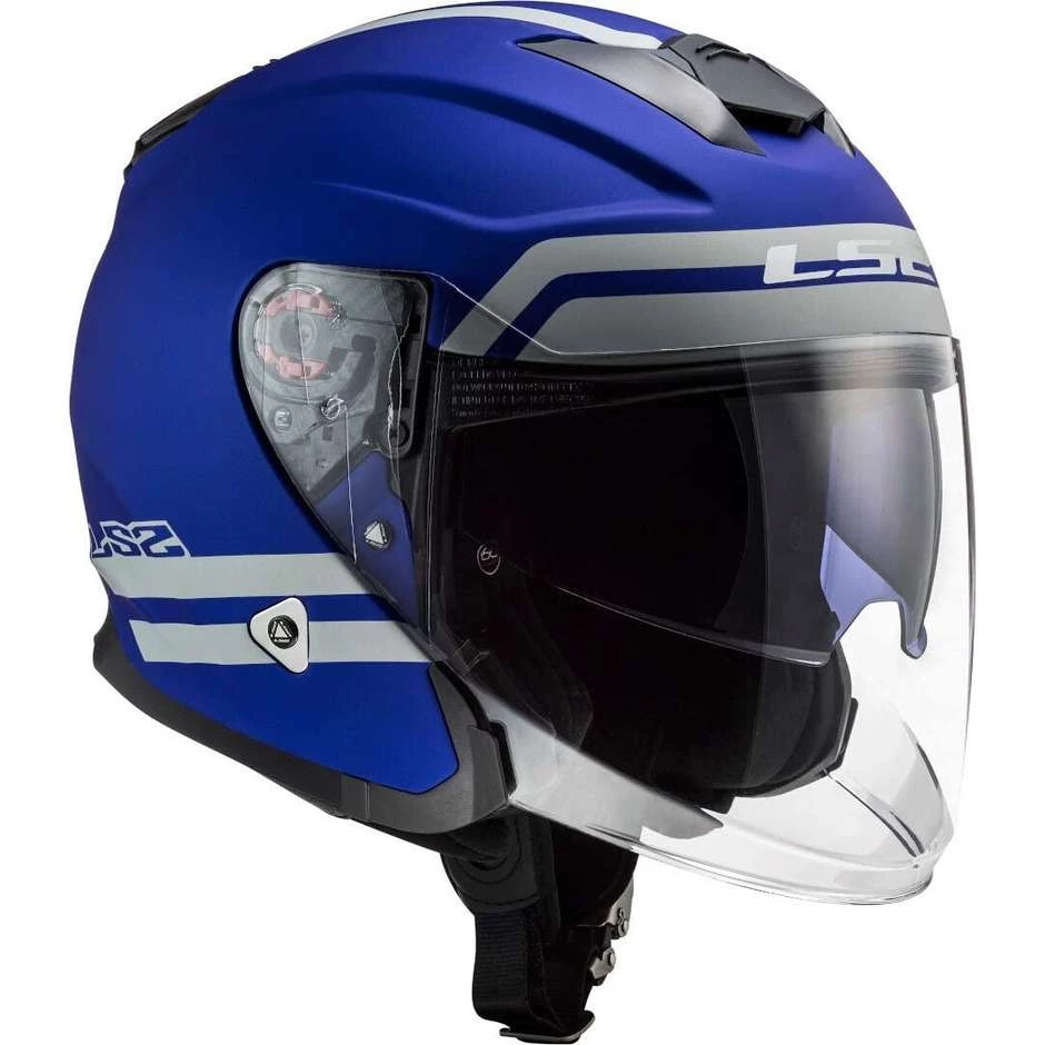 Tout neuf 😀 Casque Jet En Ls2 OF521 INFINITY Hyper Matt Blue Motorcycle Fiber 👏 – Image 2
