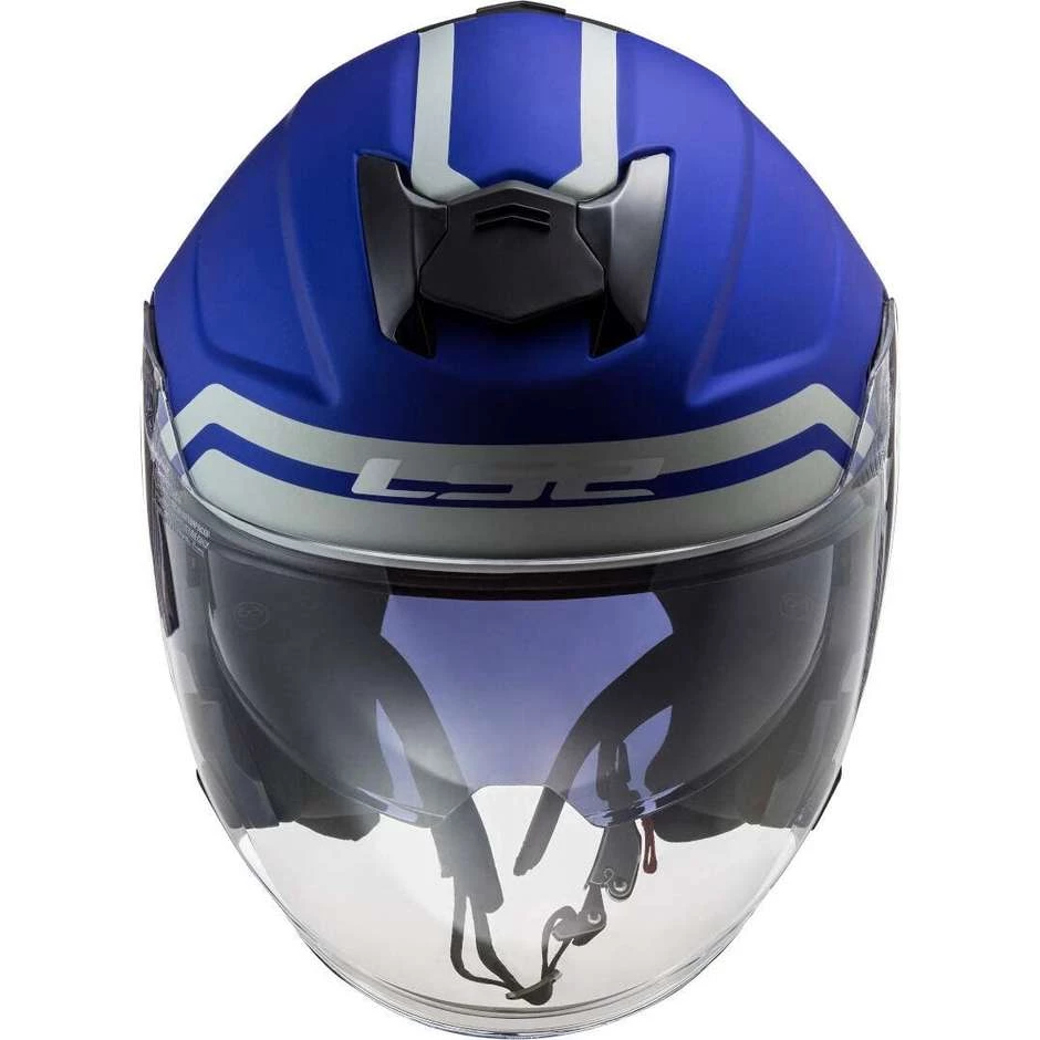 Tout neuf 😀 Casque Jet En Ls2 OF521 INFINITY Hyper Matt Blue Motorcycle Fiber 👏 – Image 11