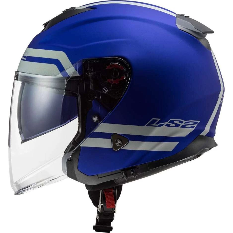 Tout neuf 😀 Casque Jet En Ls2 OF521 INFINITY Hyper Matt Blue Motorcycle Fiber 👏 – Image 3