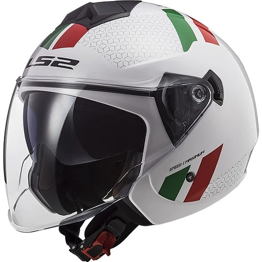 Bon marché 🔔 Casque Jet Ls2 Double Visor Ls2 OF573 TWISTER 2 Combo Blanc Vert Rouge 🥰