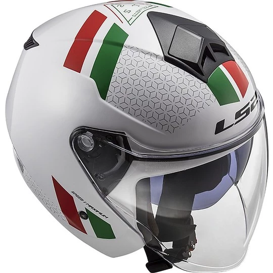 Bon marché 🔔 Casque Jet Ls2 Double Visor Ls2 OF573 TWISTER 2 Combo Blanc Vert Rouge 🥰 – Image 3