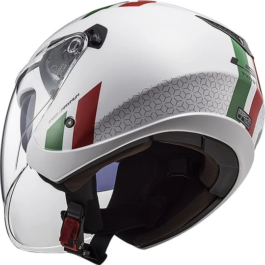 Bon marché 🔔 Casque Jet Ls2 Double Visor Ls2 OF573 TWISTER 2 Combo Blanc Vert Rouge 🥰 – Image 4