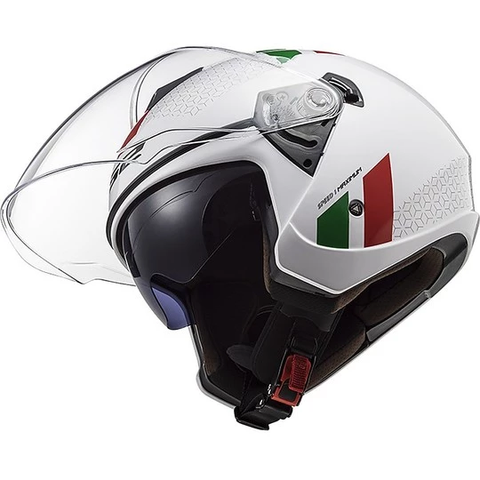 Bon marché 🔔 Casque Jet Ls2 Double Visor Ls2 OF573 TWISTER 2 Combo Blanc Vert Rouge 🥰 – Image 6
