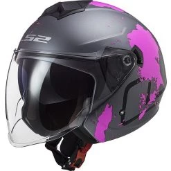 Sortie ✔️ Casque Jet Ls2 Double Visor Ls2 OF573 TWISTER 2 Xover Pink Titanium Matt ✔️