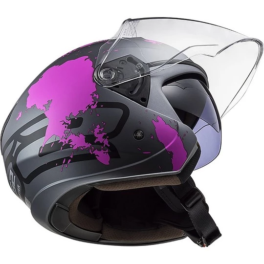 Sortie ✔️ Casque Jet Ls2 Double Visor Ls2 OF573 TWISTER 2 Xover Pink Titanium Matt ✔️ – Image 3