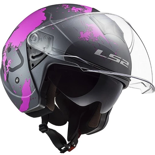 Sortie ✔️ Casque Jet Ls2 Double Visor Ls2 OF573 TWISTER 2 Xover Pink Titanium Matt ✔️ – Image 4