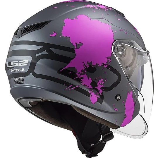 Sortie ✔️ Casque Jet Ls2 Double Visor Ls2 OF573 TWISTER 2 Xover Pink Titanium Matt ✔️ – Image 6