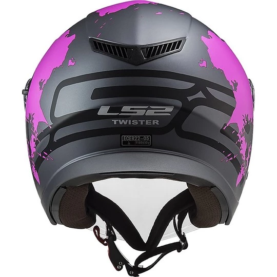 Sortie ✔️ Casque Jet Ls2 Double Visor Ls2 OF573 TWISTER 2 Xover Pink Titanium Matt ✔️ – Image 7