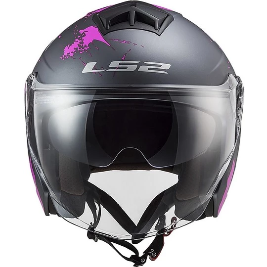 Sortie ✔️ Casque Jet Ls2 Double Visor Ls2 OF573 TWISTER 2 Xover Pink Titanium Matt ✔️ – Image 8