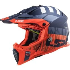 Meilleure vente 👍 Casque Moto Cross Enduro Ls2 MX437 Fast Mini XCODE Orange Fluo Bleu Mat 🎁