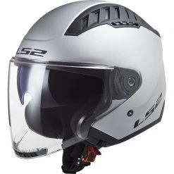 Acheter ❤️ Casque Moto Double Visière Jet Ls2 OF600 Copter Argent Massif Opaque 👍