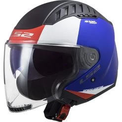 De gros ❤️ Casque Moto Double Visière Jet Ls2 OF600 Copter URBANE Bleu Rouge 👏