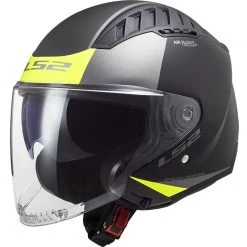 Bon marché 🥰 Casque Moto Double Visière Jet Ls2 OF600 Copter URBANE Noir Jaune Fluo Matt ❤️