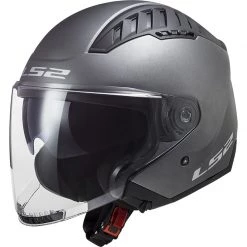 Offres 🔔 Casque Moto Double Visière Jet Ls2 OF600 Solid Copter Matt Titanium 🎁