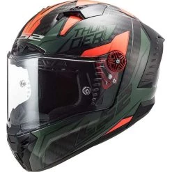 Tout neuf ⭐ Casque Moto Full Carbon Ls2 FF805 THUNDER C Chase Vert Orange 🤩