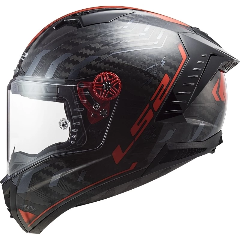 Nouveau 👍 Casque Moto Full Carbon Ls2 FF805 THUNDER C Sputnik Red Metal ✨ – Image 4