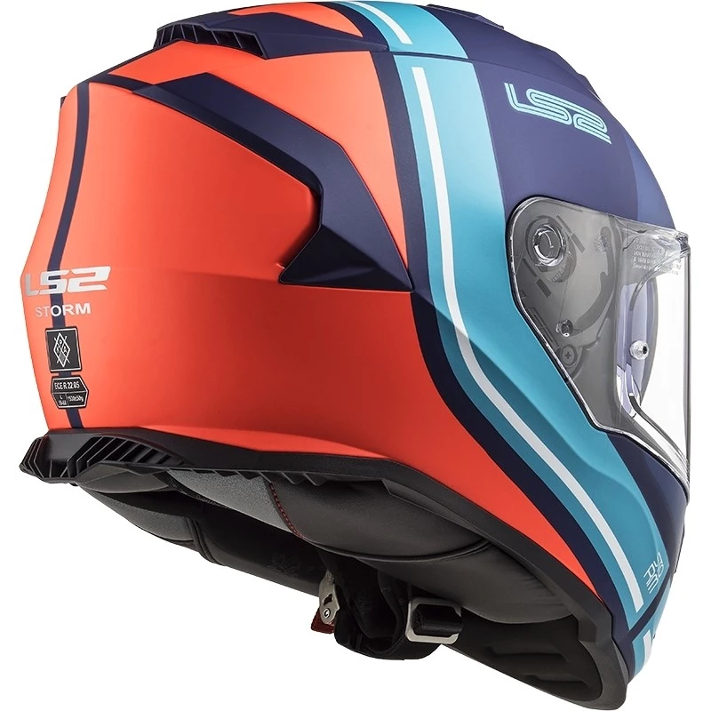 Bon marché 👏 Casque Moto Intégral Double Visière Ls2 FF800 Storm SLANT Bleu Orange 🎁 – Image 2